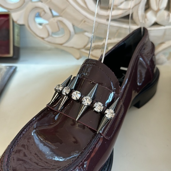 AGL Lola Spike Size 36.5 EU Patent Purple Plum Leather Loafers New Without Box - Picture 5 of 15